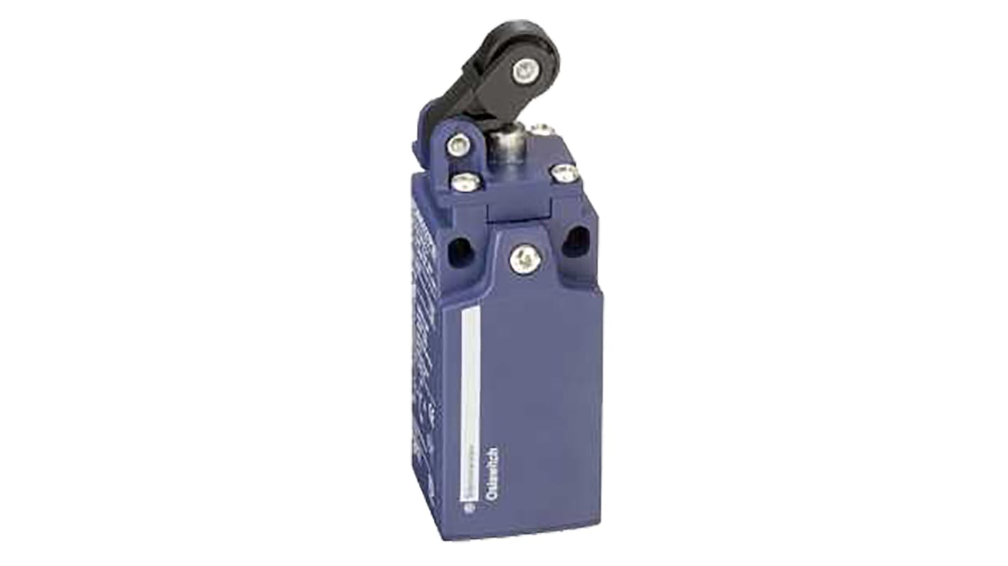 Interruttore di fine corsa Telemecanique Sensors XCKN2121G11, Leva con pulsante rotella, NO/NC, 240V, 10A, IP65. Ideale per scale mobili e movimentazione materiali.