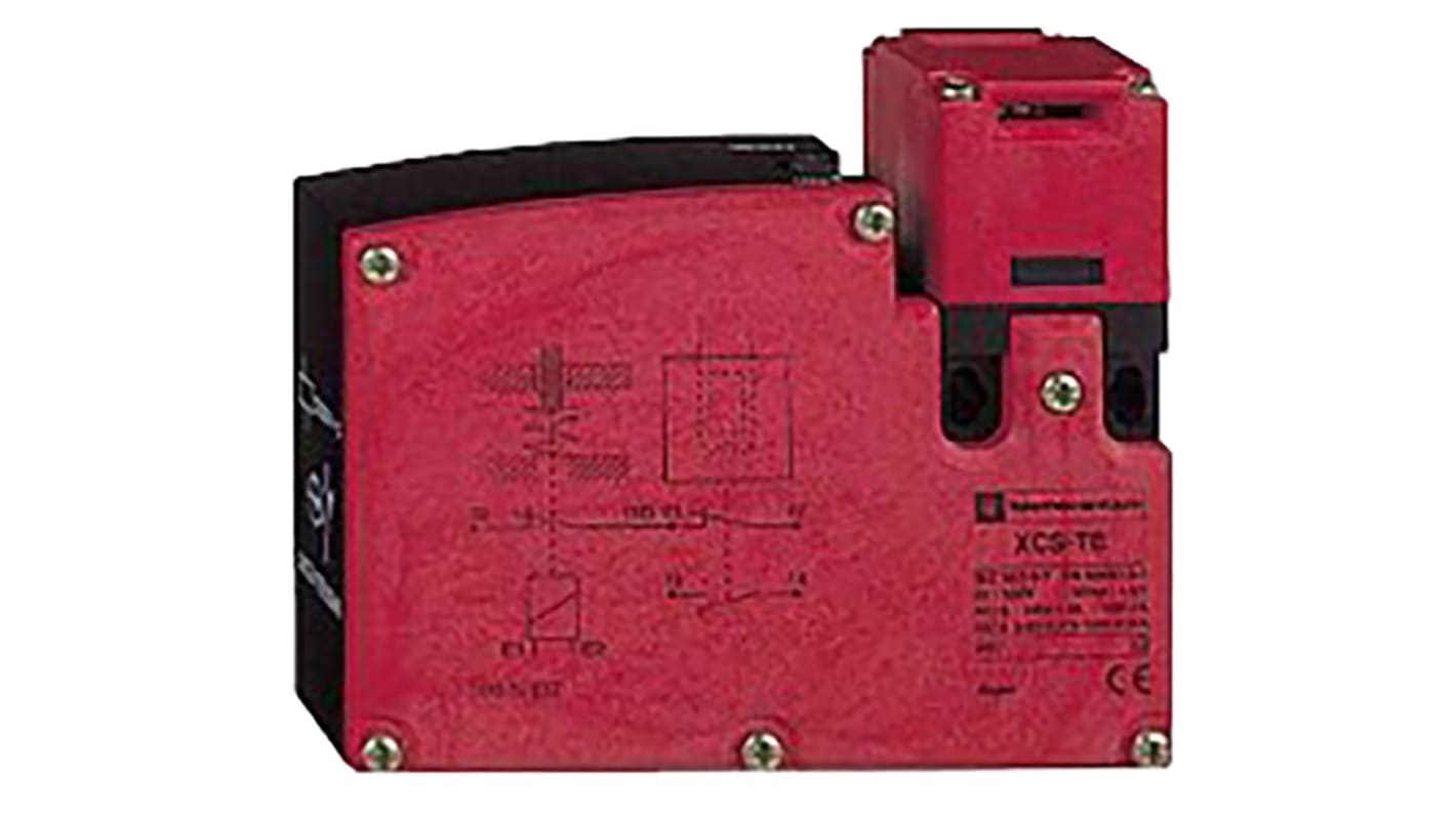 Interruttore di interblocco a solenoide Telemecanique Sensors XCSTE7512, 24V, IP67, con contatto NC, dimensioni 110x33x94 mm.