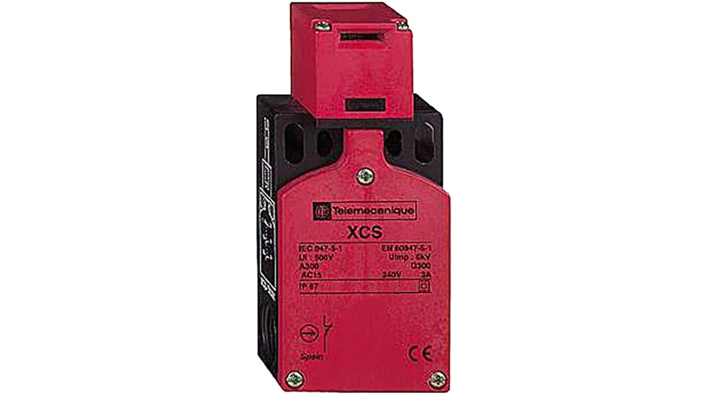 Interruttore di interblocco di sicurezza Telemecanique Sensors XCSTA892, 3 contatti NC, protezione IP67, dimensioni 52mm x 30mm x 115mm.