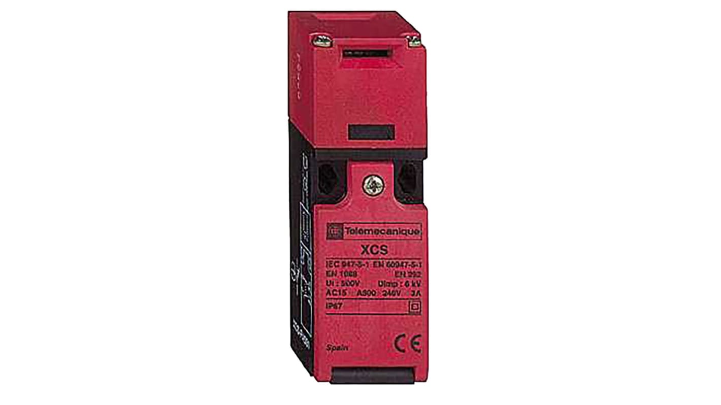 Interruttore di interblocco di sicurezza a chiave Telemecanique Sensors XCSPA492, 2NC/1NA, protezione IP67, dimensioni 30mm x 30mm x 94mm.
