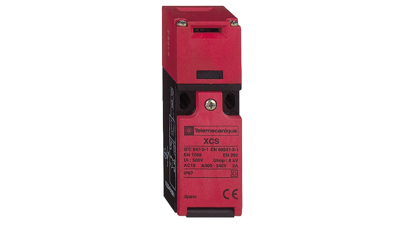 Interruttore di interblocco di sicurezza a chiave Telemecanique Sensors XCSPA891, 2NA/1NC, protezione IP67, dimensioni 30x30x94mm.