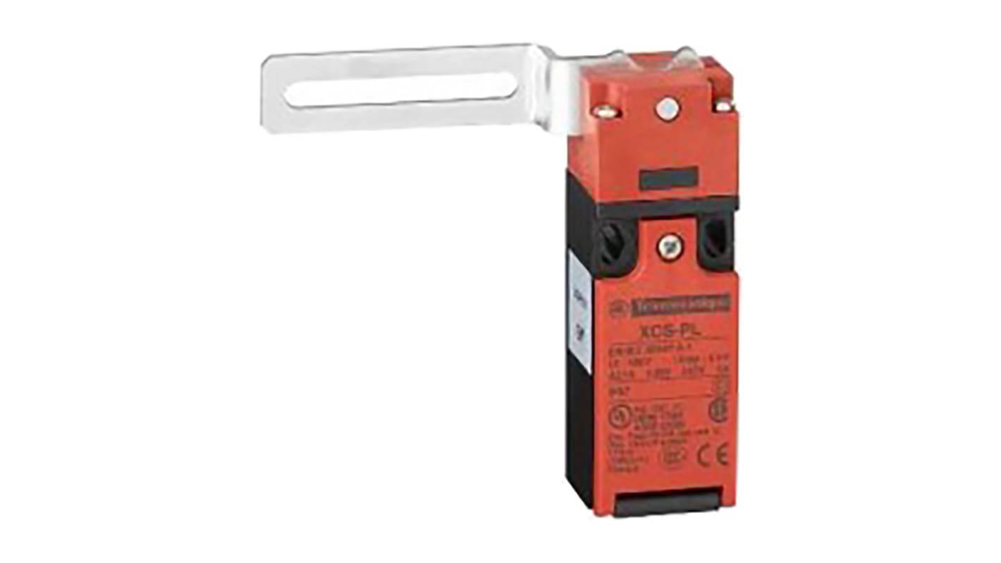 Interruttore di fine corsa Telemecanique Sensors XCSPL791, attuatore a leva 2NC, IP67, dimensioni 60 x 30 x 30 mm, montaggio orizzontale.