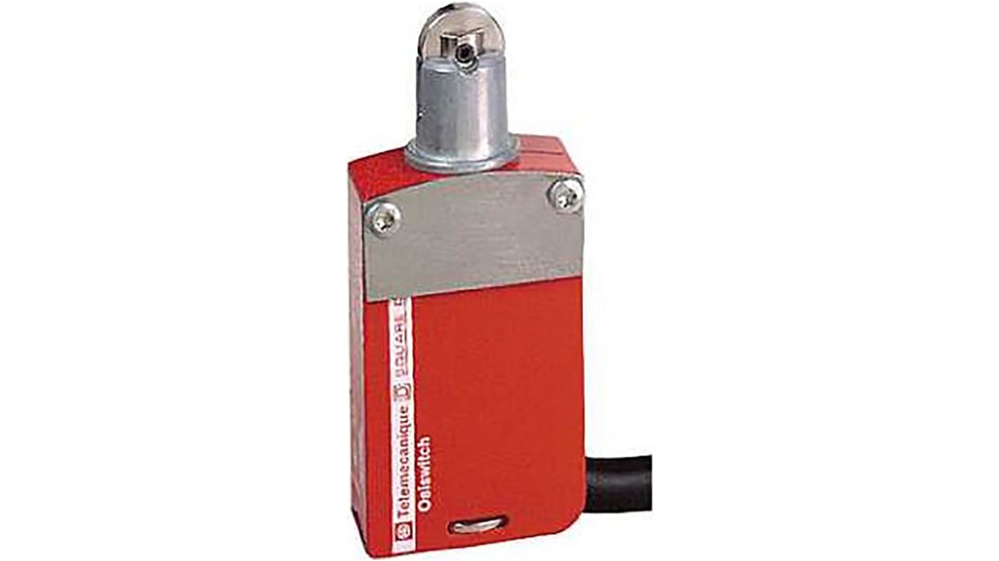 Interruttore di interblocco Telemecanique Sensors XCSM3702L5, tasto a rotella, 2NC/1NA, custodia metallica, IP66/IP67/IP68. Dimensioni 30mm x 16mm x 70.4mm.