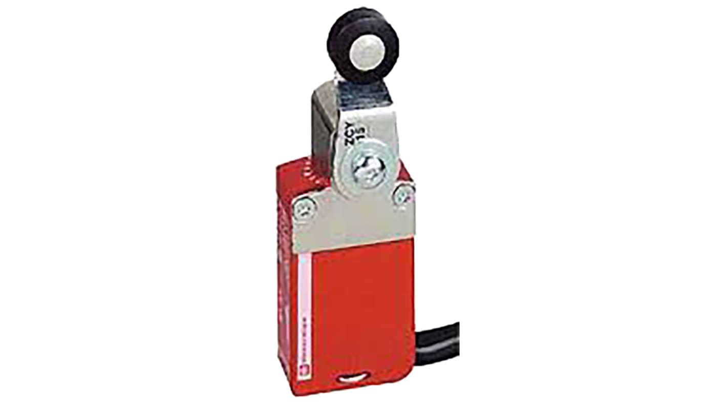 Interruttore di interblocco Telemecanique Sensors XCSM3915L5, leva a rullo, 2NC/1NA, protezione IP66/IP68, dimensioni 30mm x 32.4mm x 94mm.