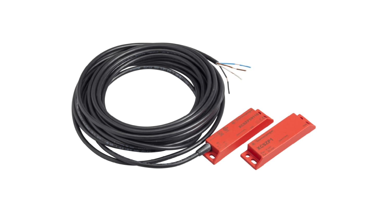Interruttore di sicurezza senza contatto Telemecanique Sensors XCSDMP501L01M12, tensione 24V cc, custodia IP67, dimensioni 88x25x13 mm.