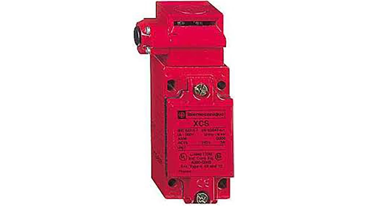Interruttore di sicurezza Telemecanique Sensors XCSB503, con blocco manuale, 2NA/1NC, protezione IP67, dimensioni 52x44x114 mm.