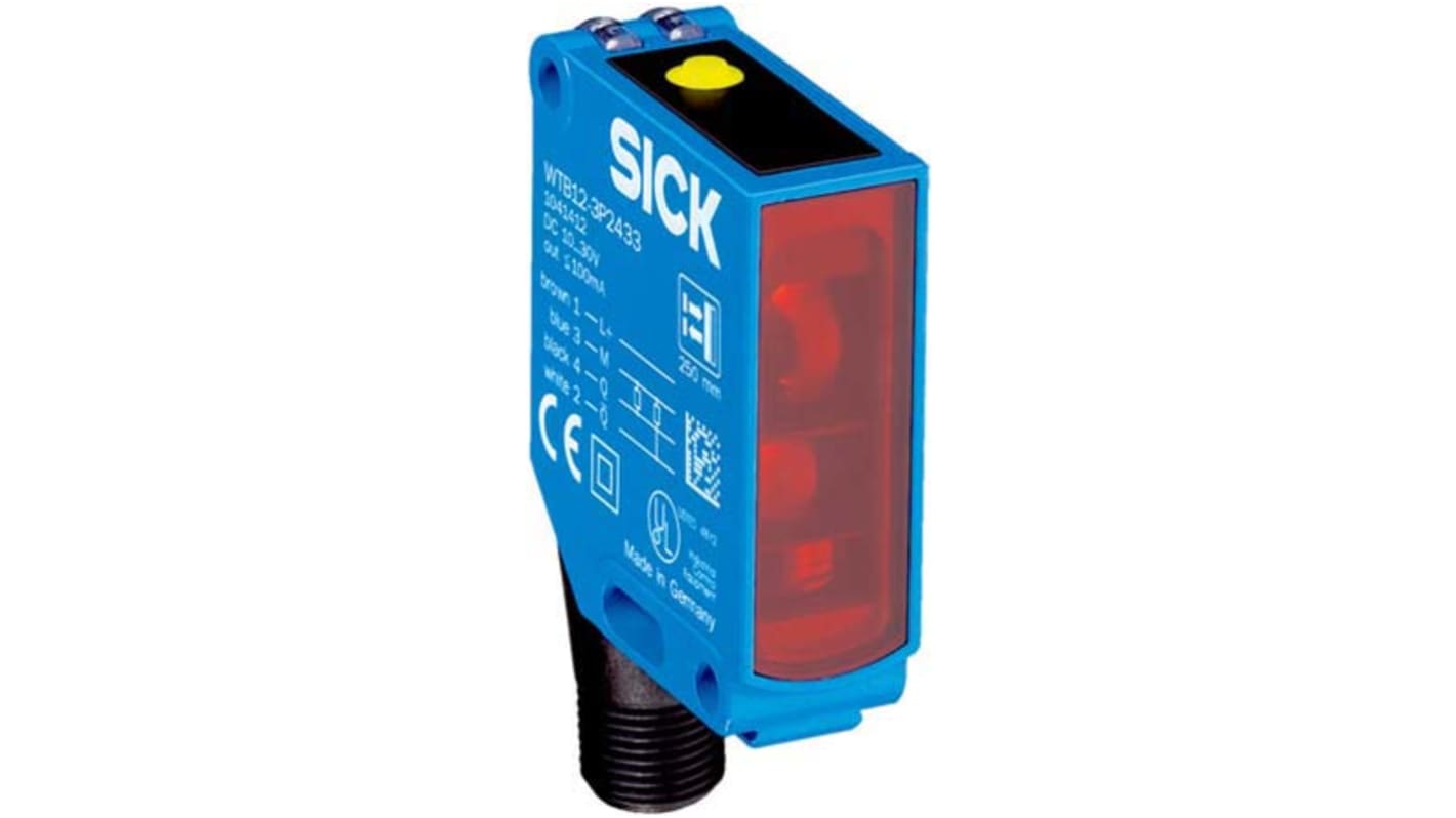 Sensore fotoelettrico rettangolare Sick WL12C-3P2432A00, retro-riflettente, gamma 0-5 m, montaggio a pannello, IP66/IP67.