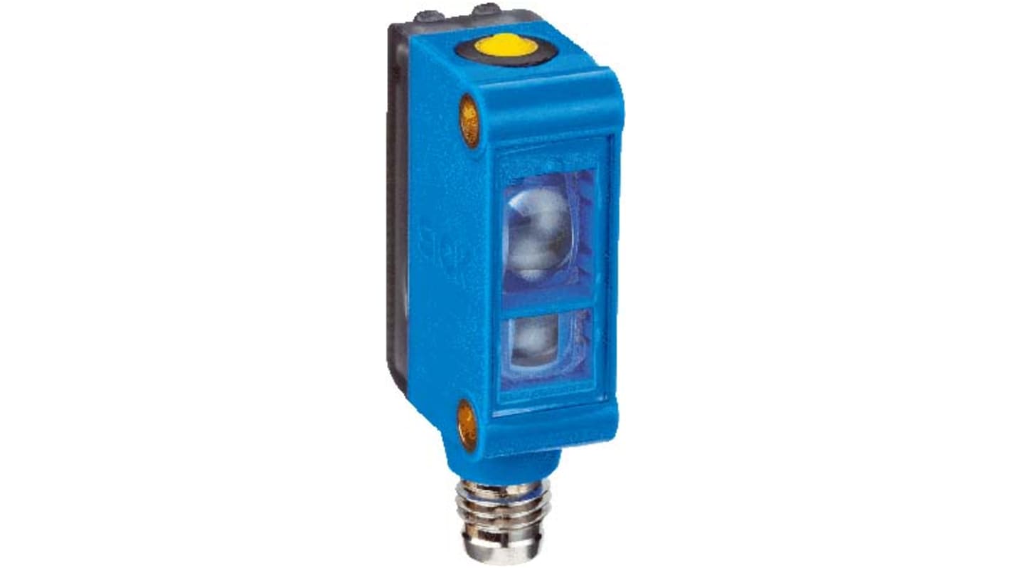 Sensore di contrasto Sick KTM-WP117A1P, LED RGB, montaggio flangiato, IP67, alimentazione 12-24 V c.c., uscita PNP.