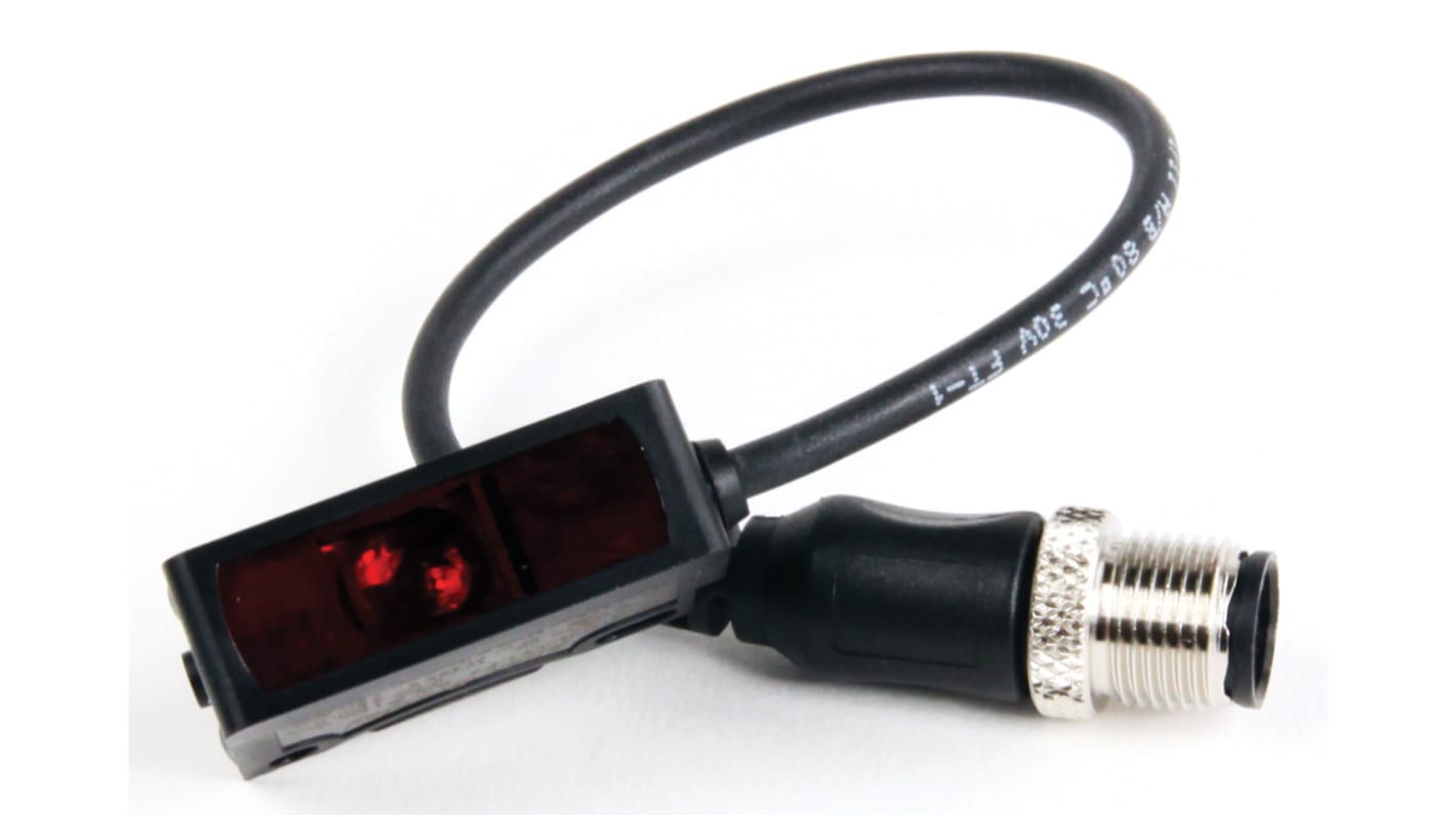 Sensore di contrasto Allen Bradley 42JT-C2LAT1-F4, LED rosso, rilevamento 2 m, uscita NPN/PNP, IP69K, montaggio flangia.