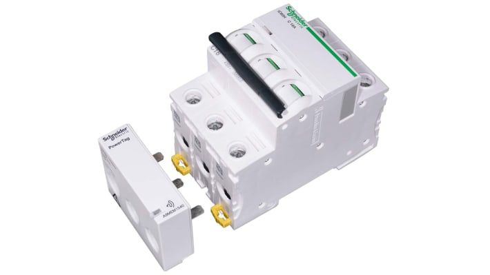 Schneider Electric, sensore di energia wireless Acti 9, corrente 63A, montaggio a innesto, dimensioni 54mm x 42.6mm x 16.5mm.