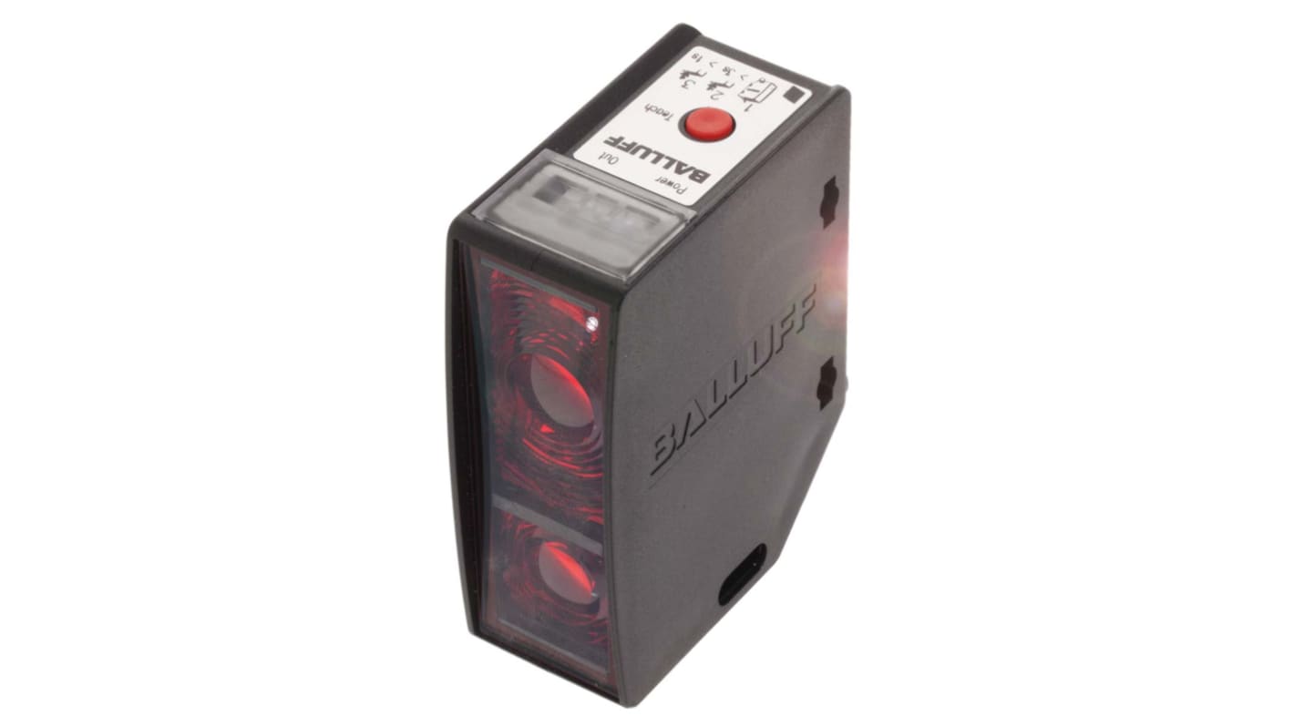 Sensore fotoelettrico BALLUFF BOS 50K-PI-RD11-S4, rettangolare, rilevamento fino a 3,5 m, uscita PNP, IP67, corpo in policarbonato.