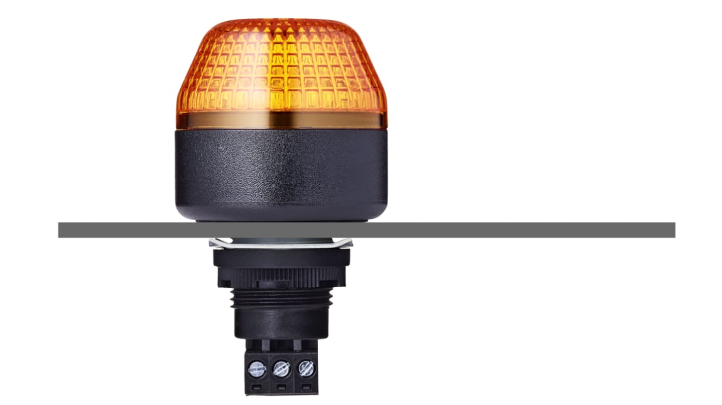 Segnalatore LED Ambra AUER Signal 801501405 - 24V ca/cc, Montaggio a Pannello - Effetto Lampeggiante/Fisso - IP65 - Ideale per PLC