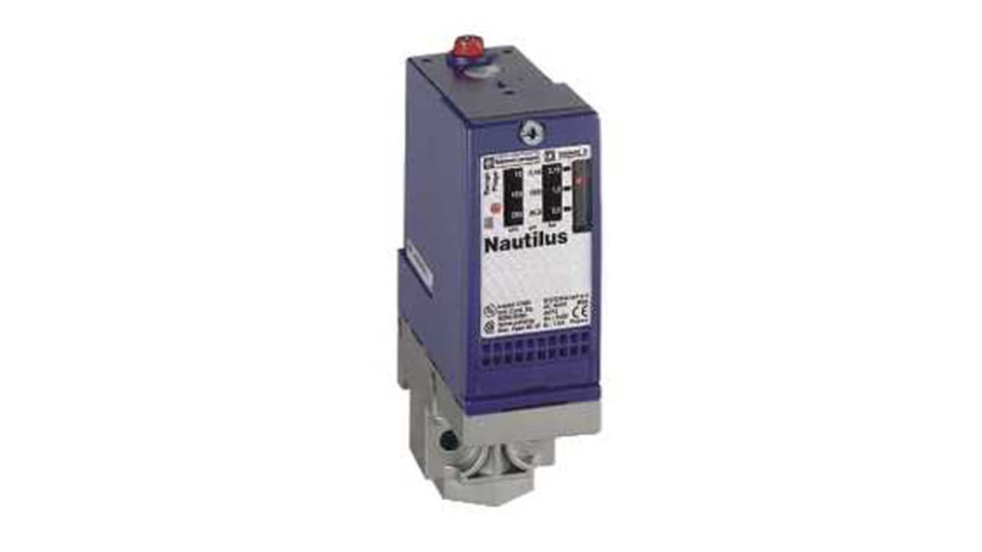 Pressostato Telemecanique Sensors XMLA070E2S11, max 70 bar, uscita 1CO, montaggio a pannello, IP65/IP66, -25 a +70 °C.
