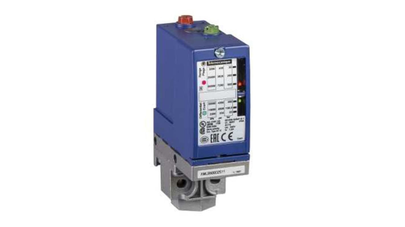 Pressostato Telemecanique Sensors XMLB010C2S11, 10bar max, uscita 1CO, montaggio a pannello, IP65/IP66, -25 a +70 °C.