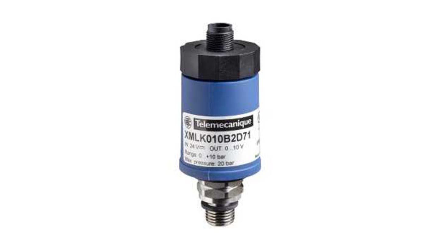 Pressostato Telemecanique Sensors XMLK010B2D21, 10bar max, uscita analogica 4-20 mA, custodia in acciaio inox, IP65.