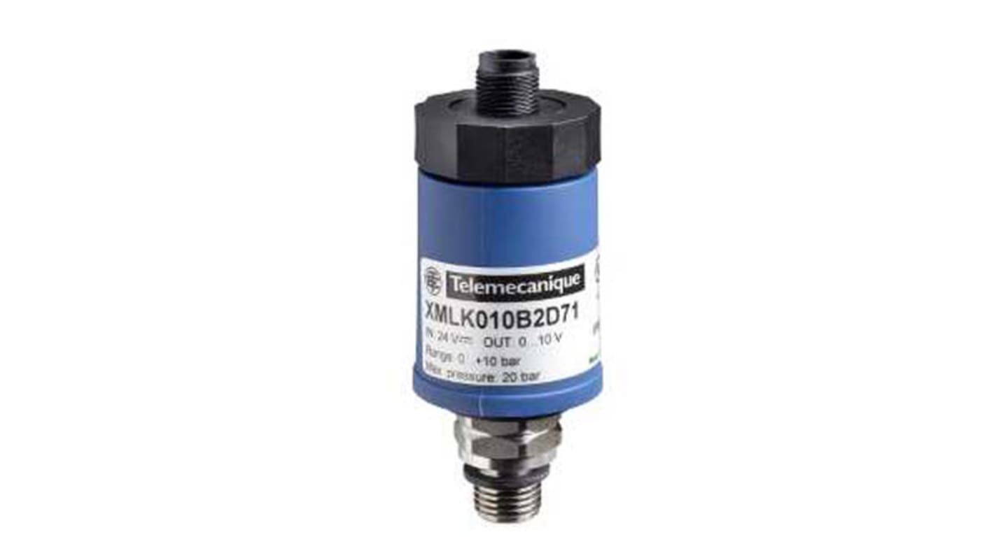 Pressostato analogico Telemecanique Sensors XMLK100P2D23, 100 psi, uscita 4-20 mA, custodia inox, montaggio filettato.