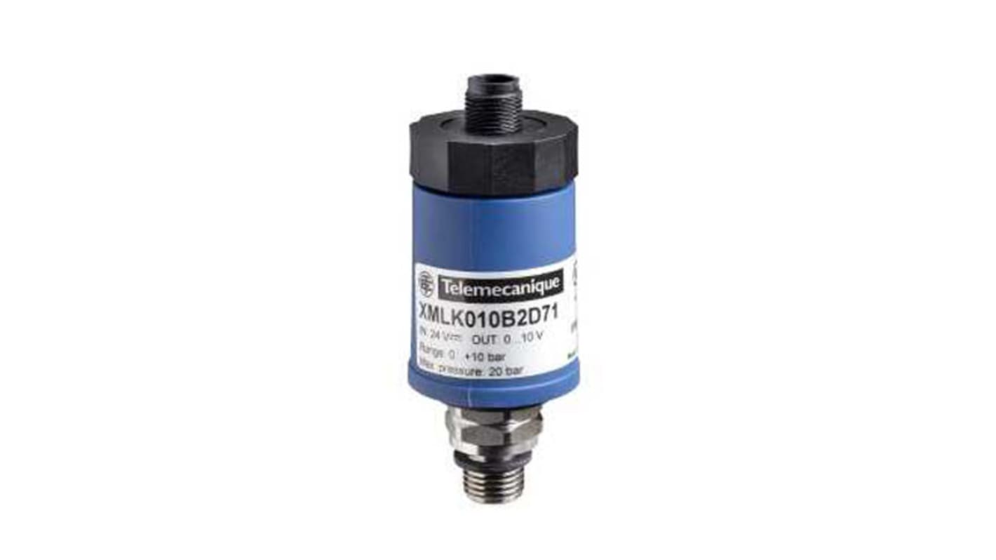 Pressostato Telemecanique Sensors XMLK300P2D23, 300psi max, uscita 4-20 mA, custodia inox, montaggio filettato.