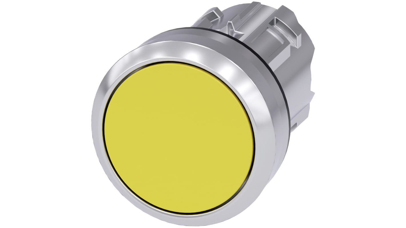 Pulsante Instabile Giallo 22mm Siemens 3SU1050-0AB30-0AA0, Metallo Lucido, IP69K - Ideale per ambienti estremi, conforme agli standard IEC.