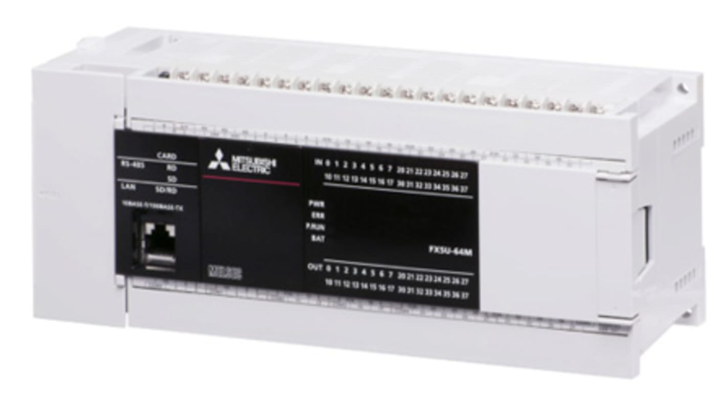 CPU PLC Mitsubishi Electric FX5U-64MR/DS, 32 I/O, montaggio desktop, porta Ethernet, dimensioni 220 x 90 x 83 mm.
