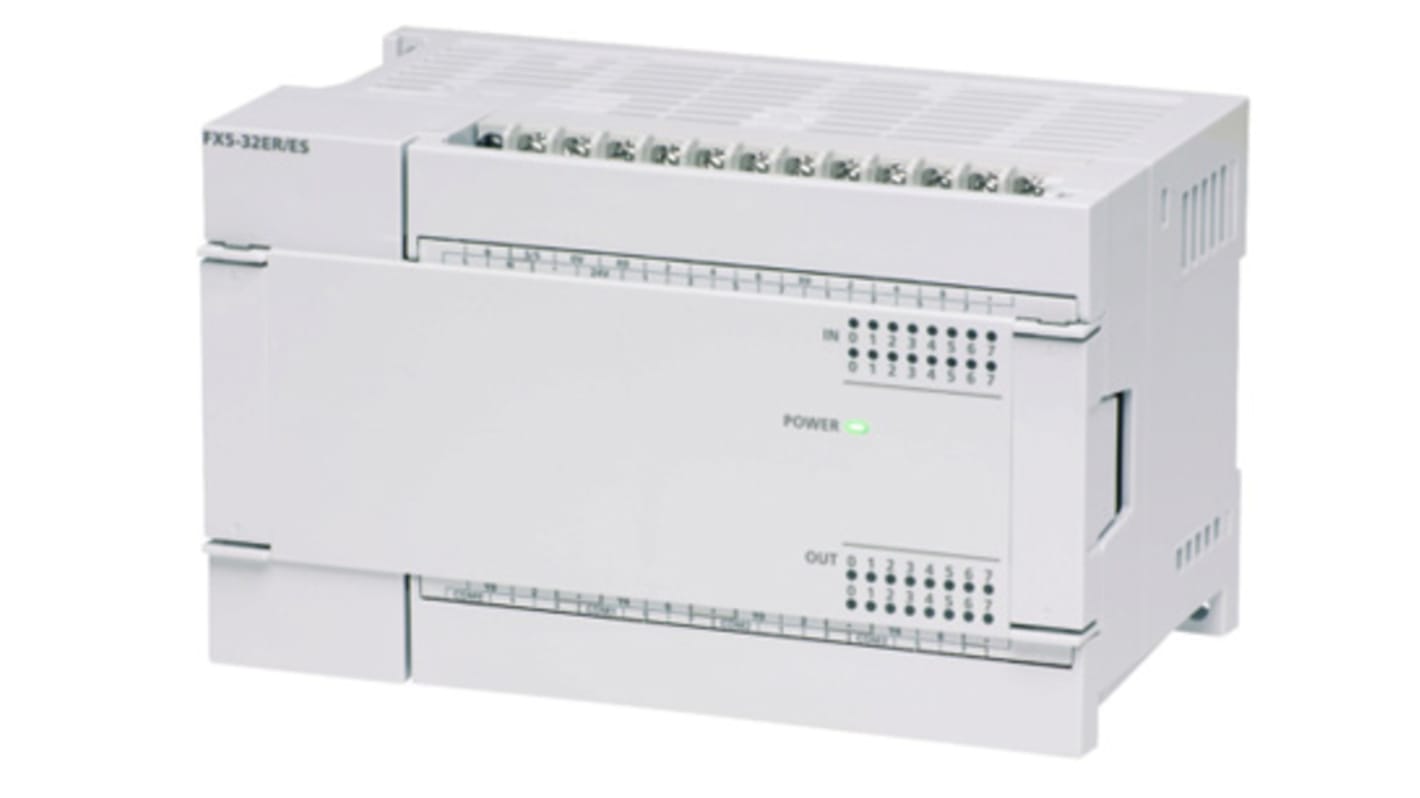 Modulo di distribuzione alimentazione Mitsubishi Electric FX5-32ET/DSS per PLC MELSEC iQ-F, 24 V c.c., 1,6 A, montaggio su guida DIN.