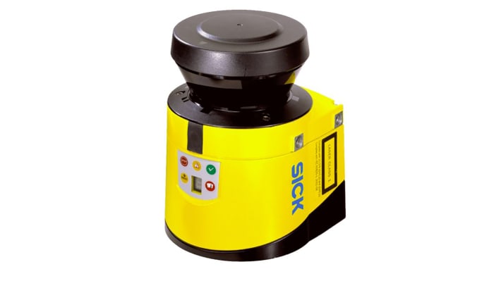 Scanner laser di sicurezza Sick S30B-3011CA, monitoraggio di 2 campi, raggio di sicurezza 3 m, IP65, dimensioni 102 x 105 x 116 mm.