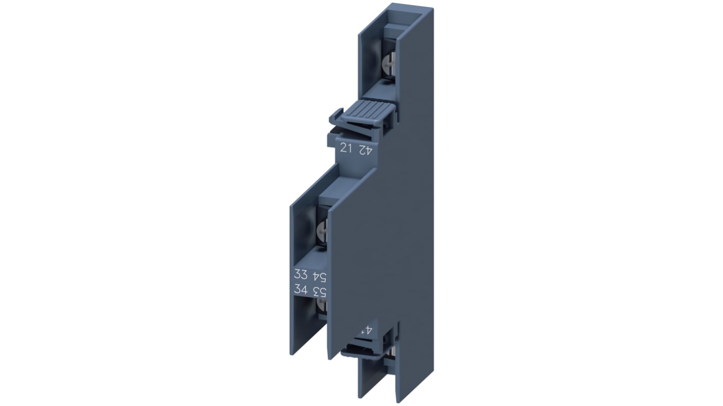 Blocco interruttore ausiliario Siemens 3RH2911-4DA11, 2 contatti (1 N/C + 1 N/A), montaggio a innesto, corrente 6 A.