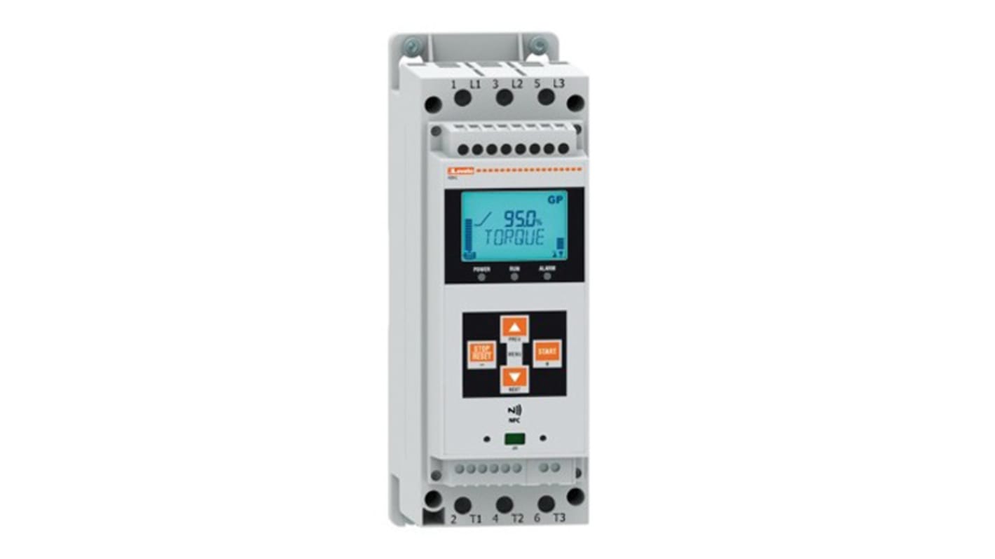 Avviatore soft-start Lovato ADXL0060600 per motori asincroni trifase, 30 kW, 60 A, montaggio su guida DIN, dimensioni 75x170x220 mm.