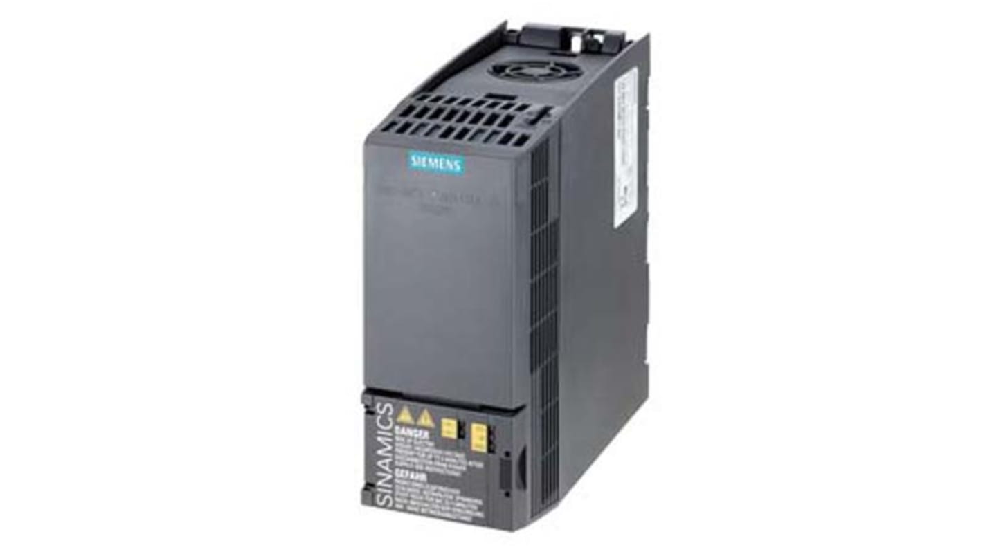 Inverter Siemens 6SL3210-1KE15-8UB2, 2,2 kW, 400 V, 3 fasi, controllo vettoriale, dimensioni 155x73x173 mm.