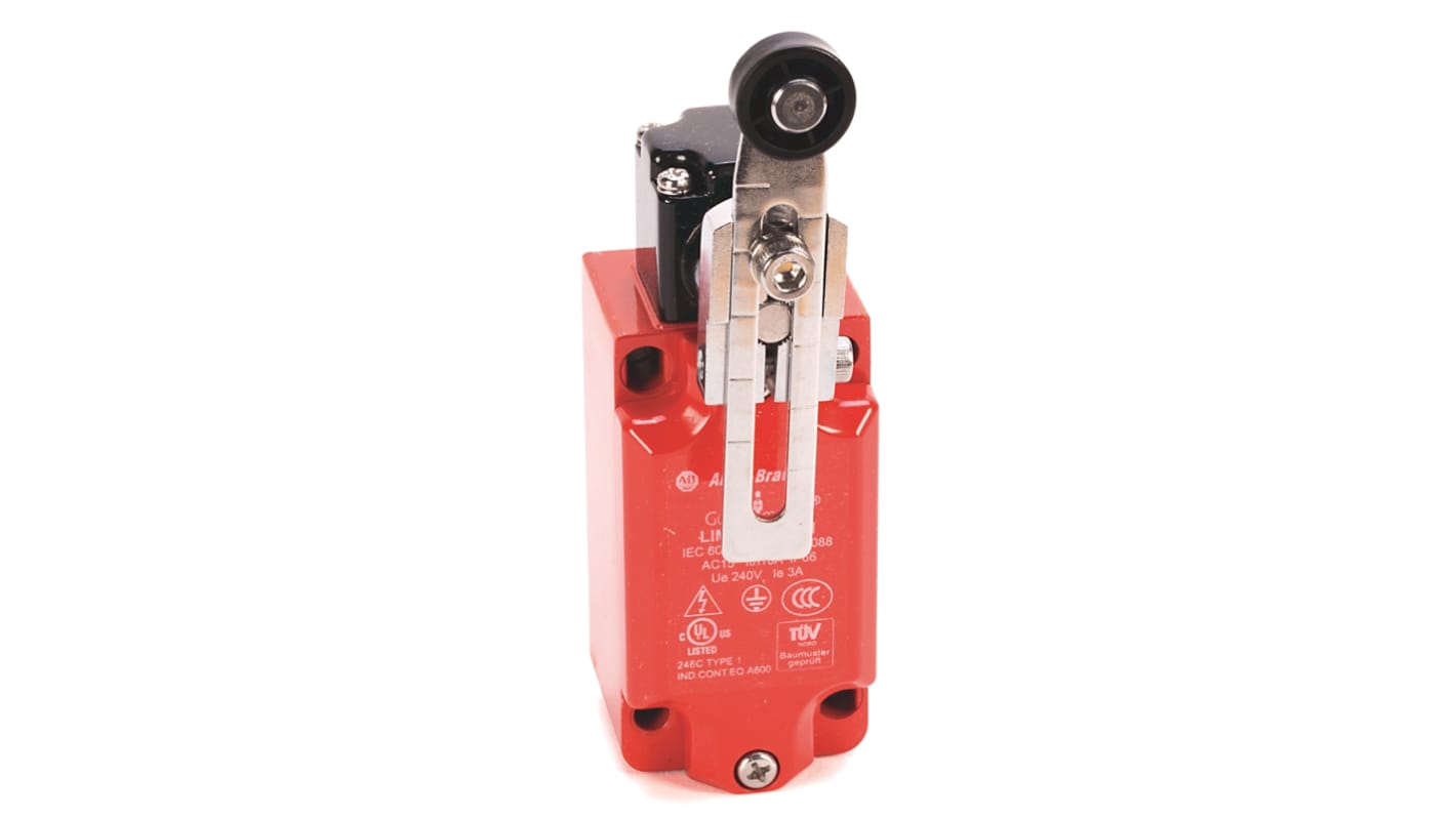Interruttore di fine corsa Allen Bradley Guardmaster 440P-MALS11B, leva regolabile NO/NC, protezione IP66, montaggio verticale.