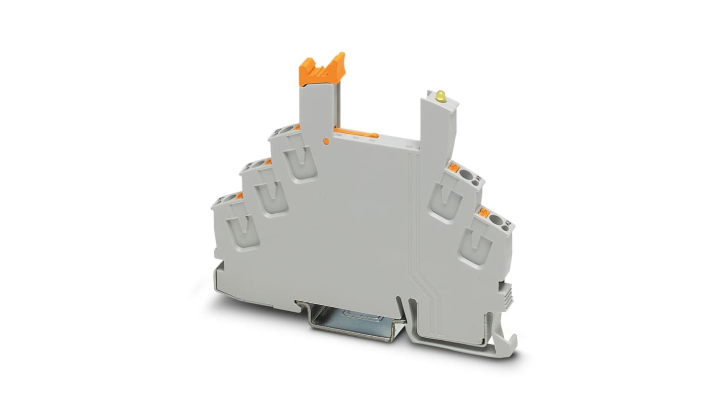 Zoccolo RIF-0-BPT di Phoenix Contact, base relè miniaturizzata, 1 contatto, montaggio su guida DIN, tensione 24V cc.