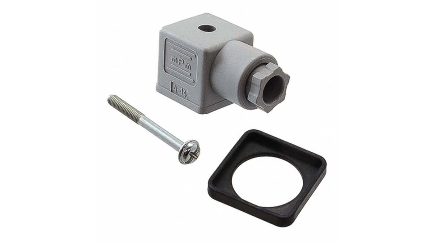 Connettore solenoide Molex 121023-0229, 2 poli, DIN 43650 A, grigio, con terminazione a vite e pressacavo PG09.