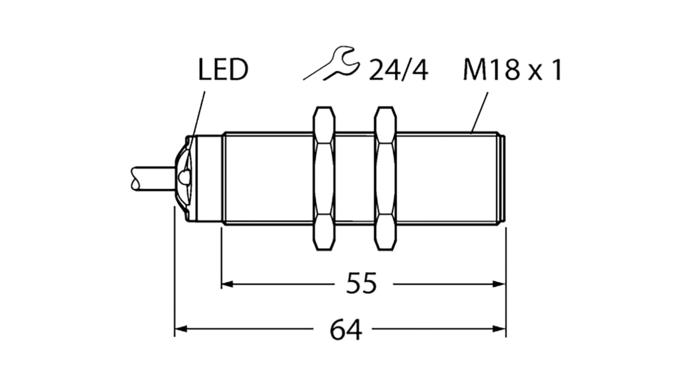 Sensore di prossimità cilindrico PNP Turck RU50U-S18-AP8X-H1141, ultrasuoni, gamma 50-500 mm, IP67, M18 x 1.