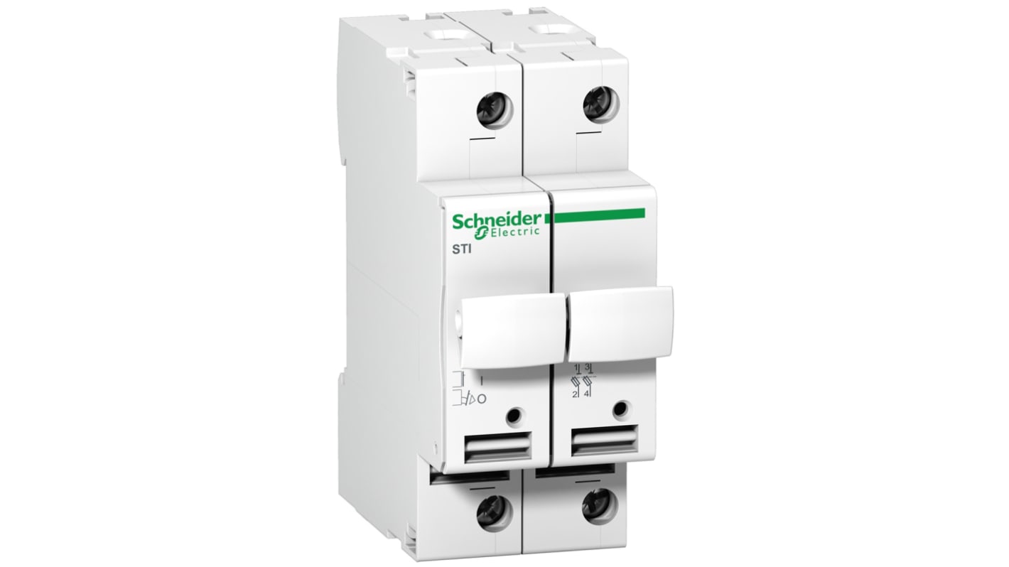 Sezionatore con fusibile Schneider Electric A9N15651 per protezione circuiti. 2 poli, 25A, montaggio su guida DIN. Adatto a quadri distribuzione, motori e illuminazione.