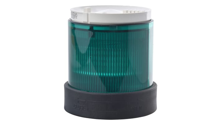 Segnalatore industriale Schneider Electric XVBC2B3D con LED verde, 24V ca/cc, Ø70mm h63mm. Ideale per indicatori di stato in ambienti industriali.