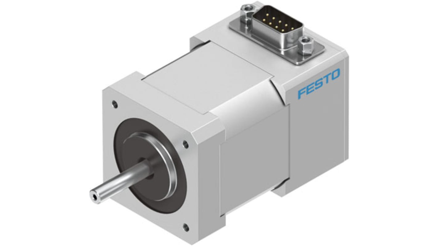 Motore passo-passo ibrido Festo EMMS-ST-42-S-S-G2, angolo di passo 1.8°, coppia 0,5 Nm, dimensioni 66x24 mm. Grado di protezione IP54.