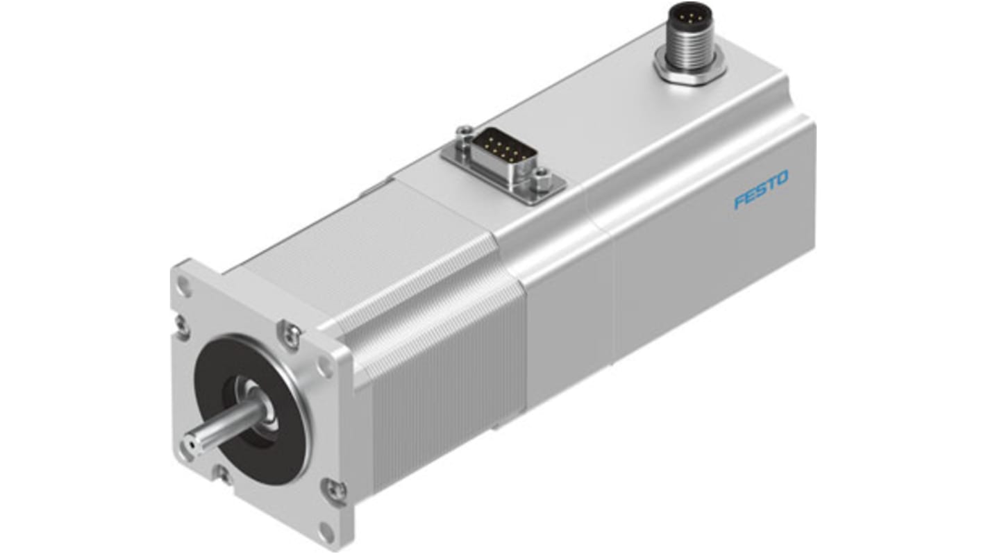 Festo EMMS-ST-57-M-SEB-G2, motore passo passo ibrido con angolo di passo 1.8°, tensione 48 V, corrente nominale 5 A.