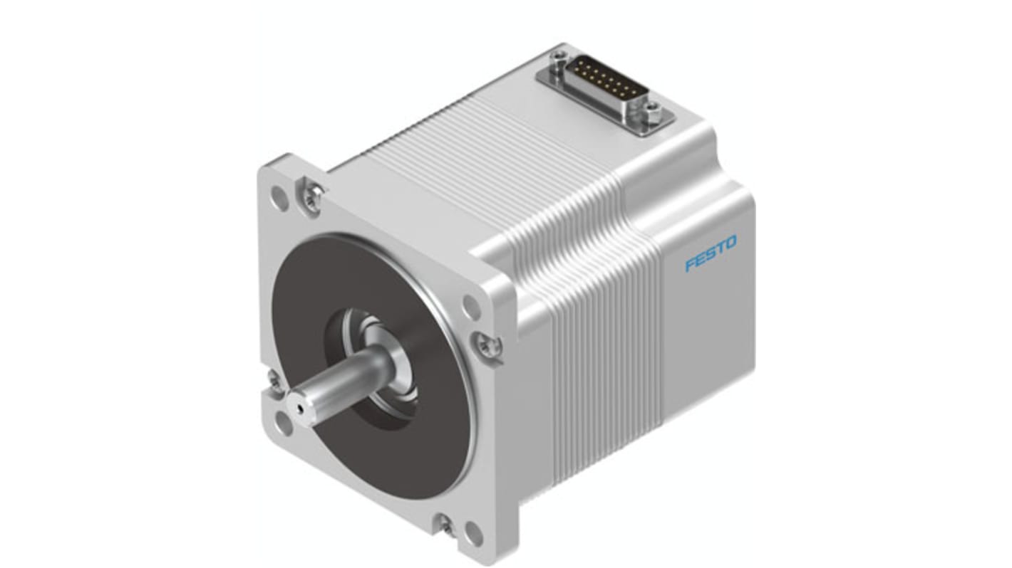 Motore passo-passo ibrido Festo EMMS-ST-87-S-S-G2, angolo di passo 1.8°, coppia 2,5 Nm, grado di protezione IP65.