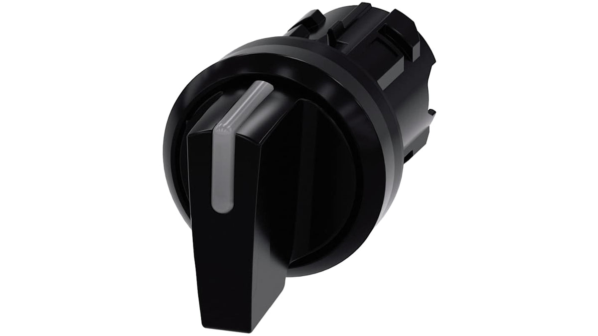 Selettore illuminabile Siemens 3SU1002-2BM10-0AA0 da 22mm, nero, 3 posizioni, IP66/67/69K. Vita estesa, basso impatto ambientale.