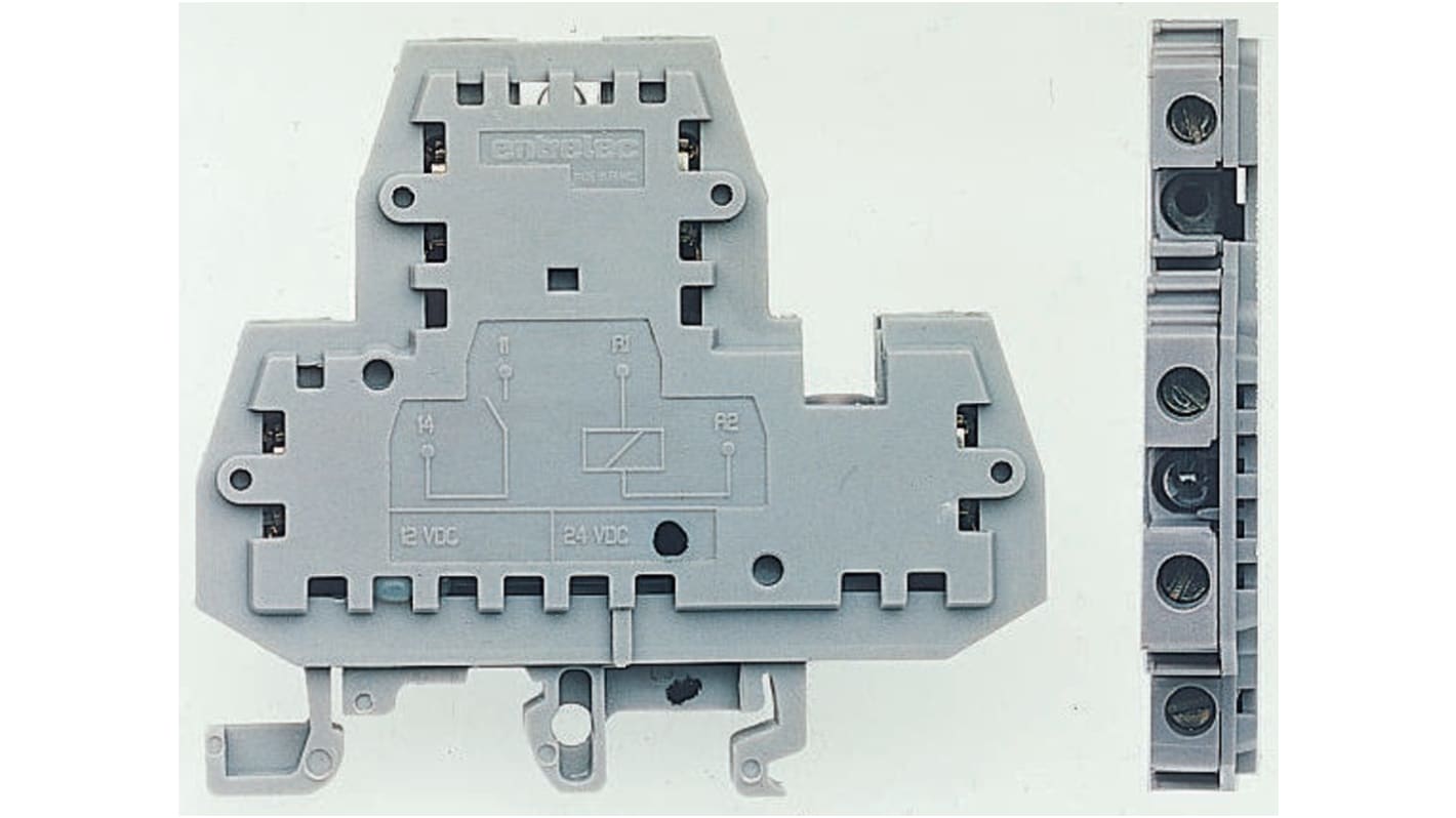 Modulo interfaccia relè ABB 1SNA607029R0100, 12V cc, SPST, montaggio su guida DIN, dimensioni 65.5 x 9 x 67mm.