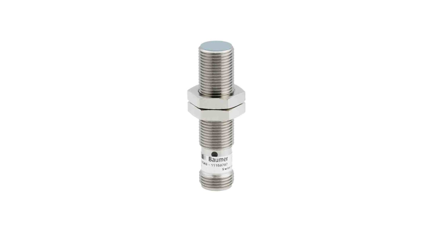 Sensore di prossimità cilindrico Baumer IR12.D06L-F50.GP1I, montaggio a filo, IO-Link, distanza di rilevamento 0-6 mm, connettore M12.