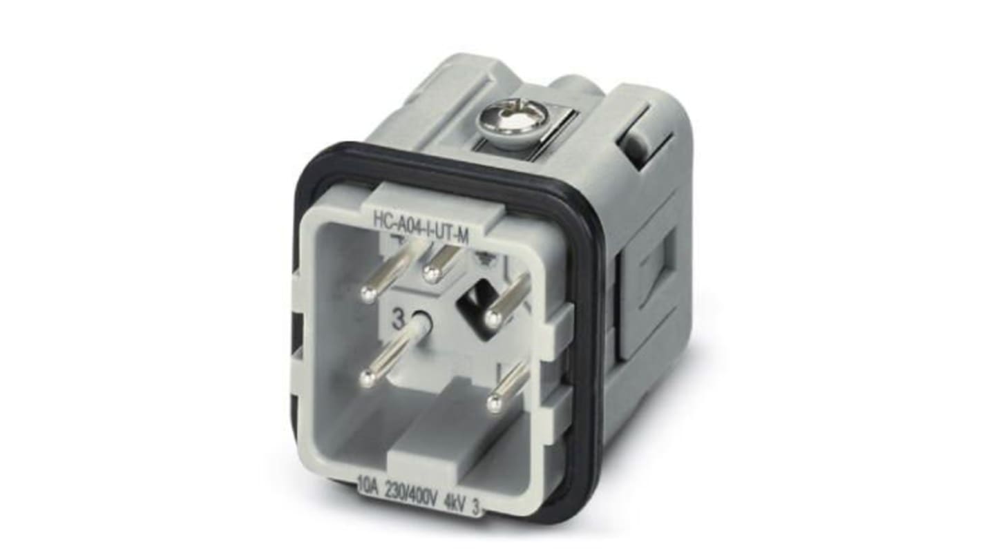 Inserto contatto Phoenix Contact 1585236, 4+PE, D7, Pin, Vite, 24A, 0,5-2,5mm². Connettore maschio ideale per collegamenti a vite, 230/400 V.