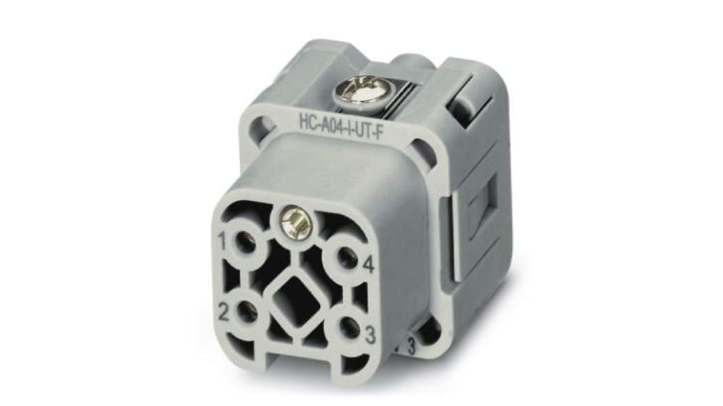 Inserto contatto Phoenix Contact 1585249 femmina 4+PE D7 Presa 230/400V 24A. Connessione a vite, cavi da 0,5-2,5mm². Ideale per connessioni sicure.