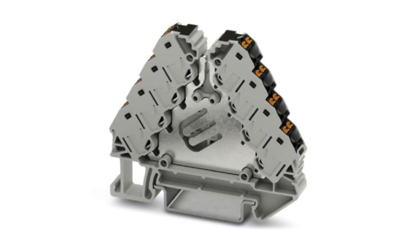 Blocco di distribuzione Phoenix Contact 3270157 con alloggiamento in poliammide, gestisce 16 dispositivi da 1 fonte. Ideale per pannelli HVAC.