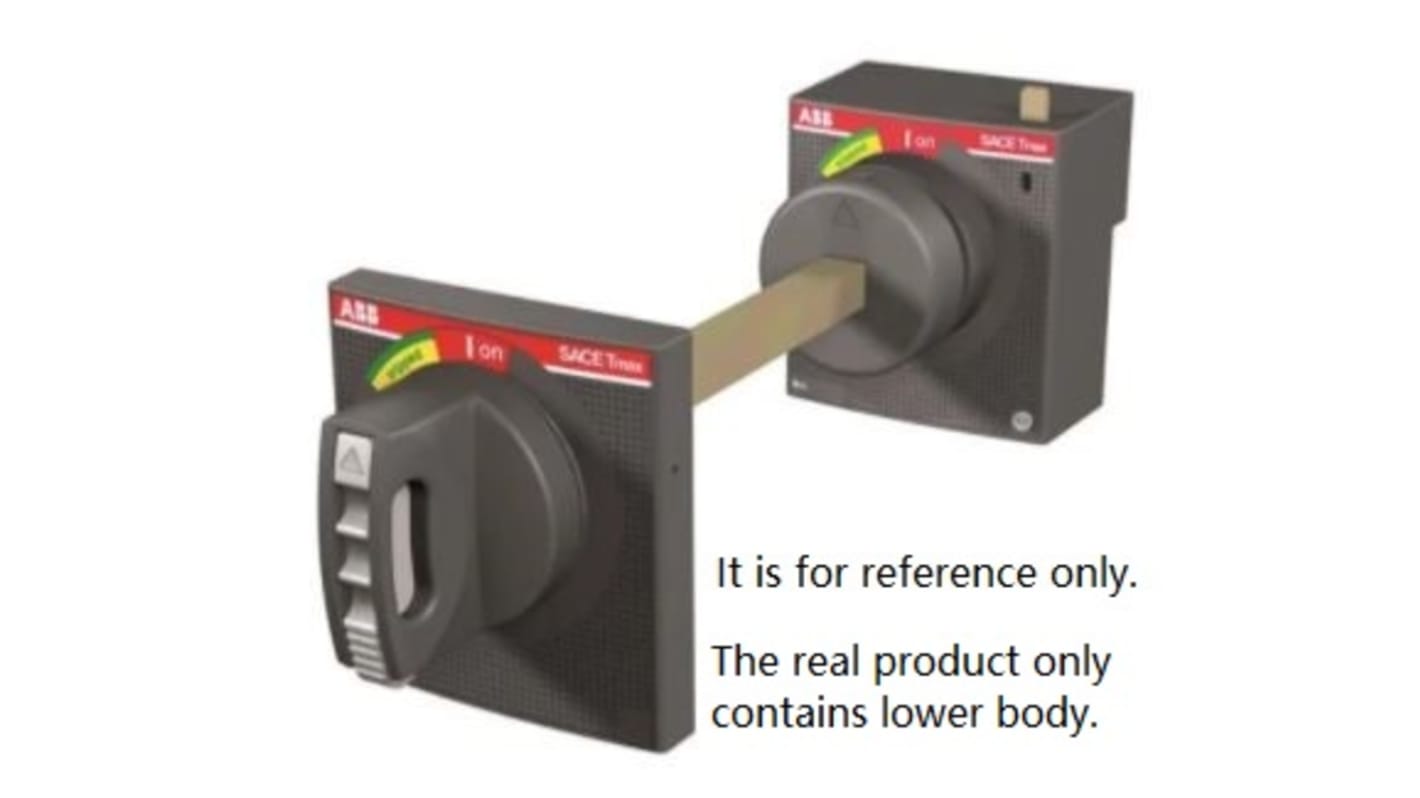 Manopola rotante ABB 66483 per interruttori automatici XT1 e XT3, lunghezza 105 mm, con impugnatura regolabile.
