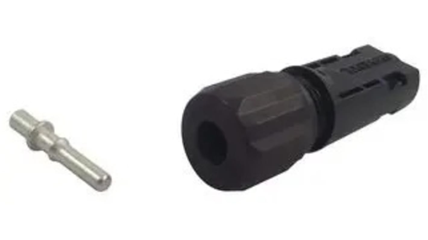 Connettore solare maschio H4CMC4DIS Amphenol Industrial, montaggio su cavo, corrente massima 65A, resistenza UV e ozono.
