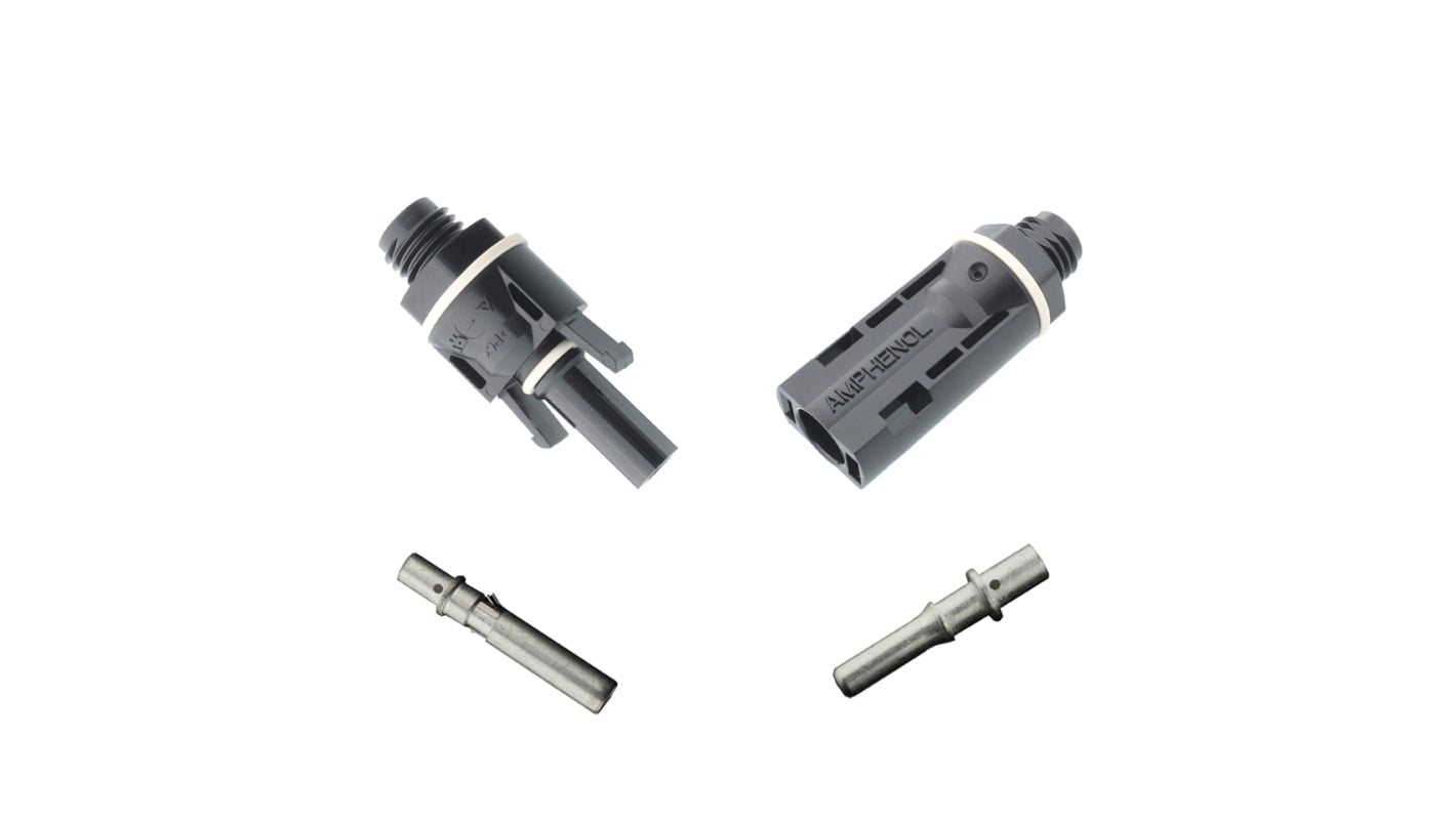 Connettore solare H4CMM6DI di Amphenol Industrial per montaggio a pannello, corrente fino a 65A, resistenza UV e ozono.