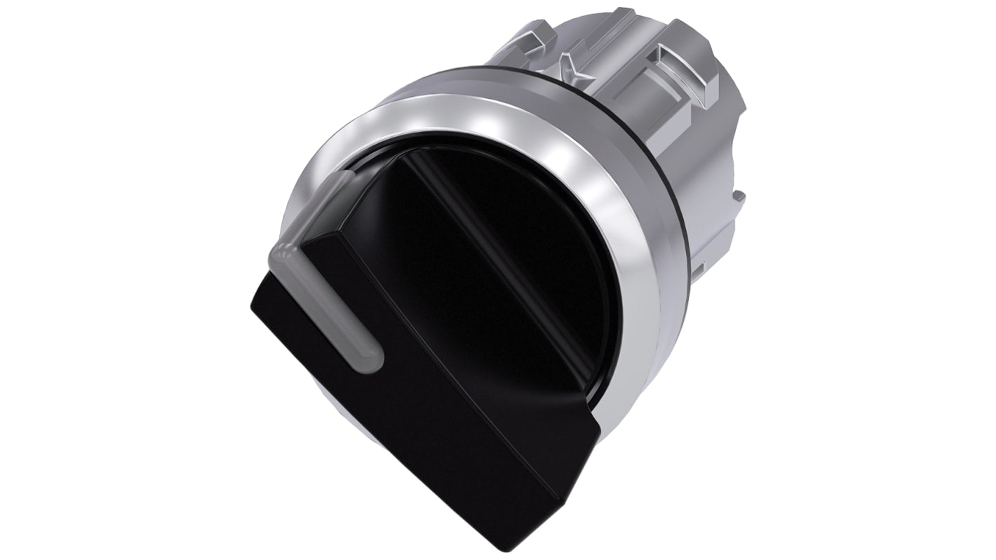 Selettore SIRIUS ACT Siemens 3SU1052-2BC10-0AA0, 2 posizioni, Ø 22mm, IP66/67/69K, metallo lucido nero