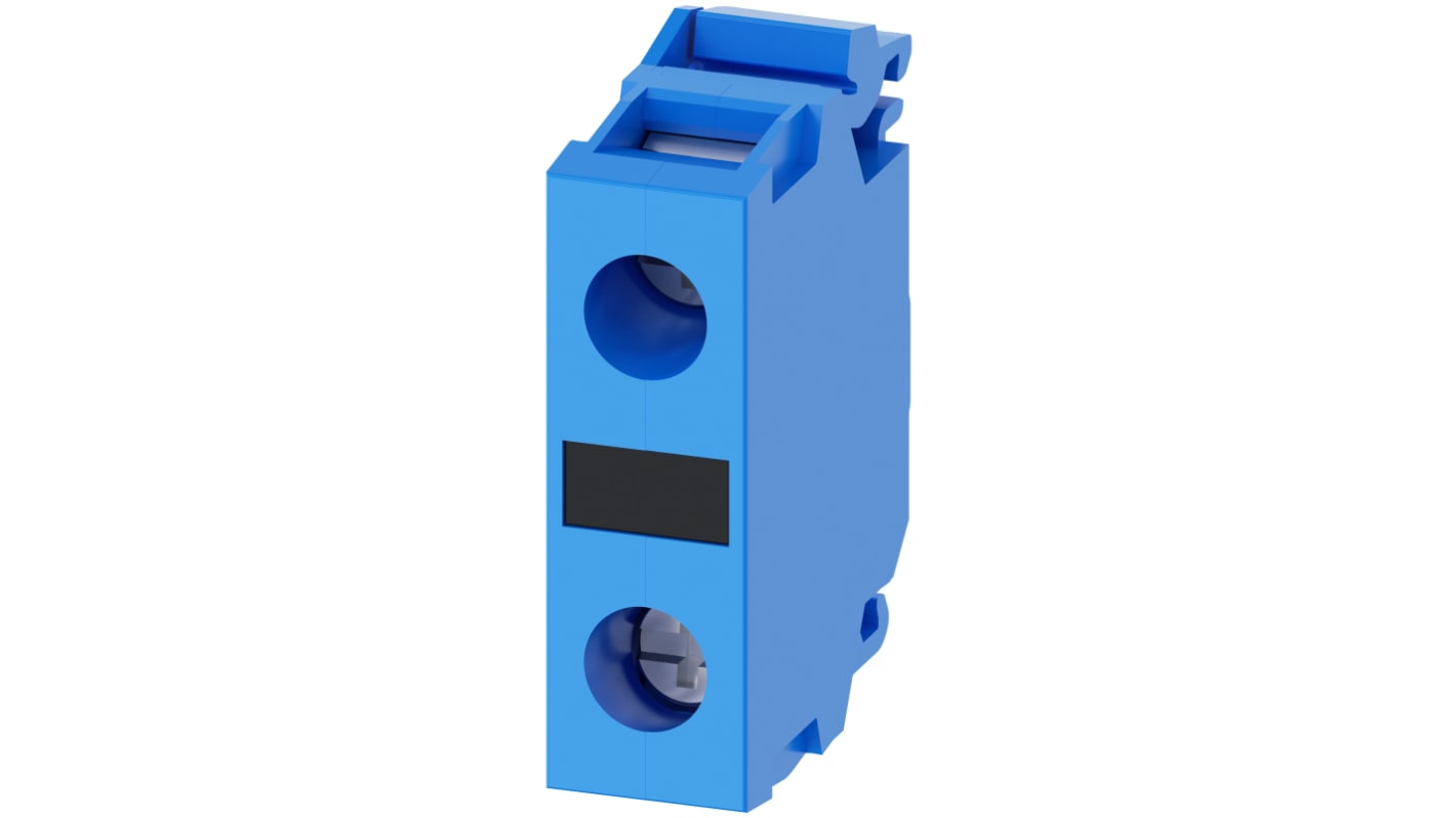 Morsettiera Siemens 3SU1400-1DA50-1AA0, robusta in metallo e plastica, installazione snap-on, resistente a polvere e oli.