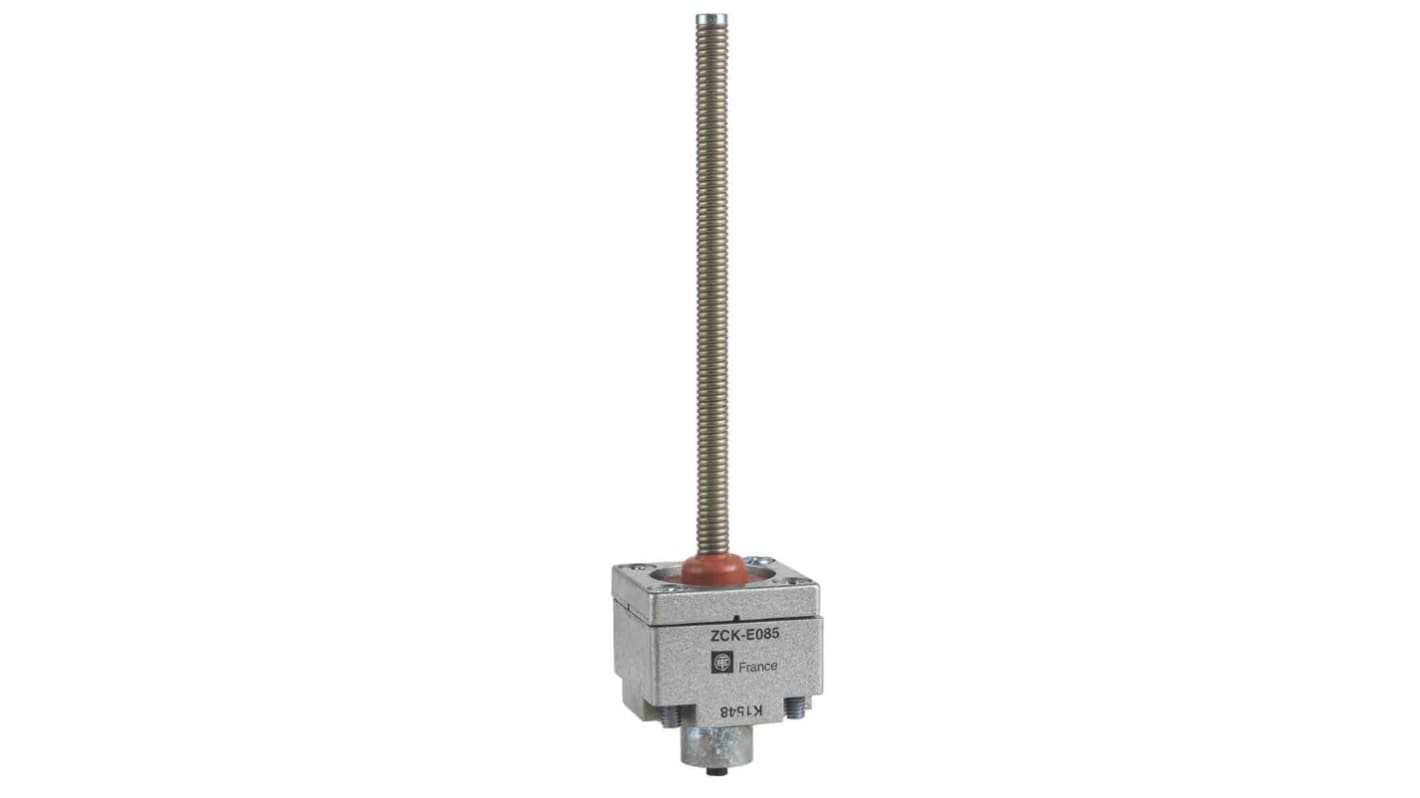 Interruttore di fine corsa Telemecanique Sensors ZCKE085, con asta a molla, per applicazioni industriali fino a 120°C. Compatibile con serie XCKJ.