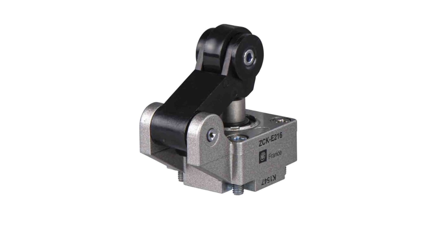 Interruttore di fine corsa Telemecanique Sensors ZCKE235 con pistone a leva in acciaio, temperatura operativa fino a 120 °C.